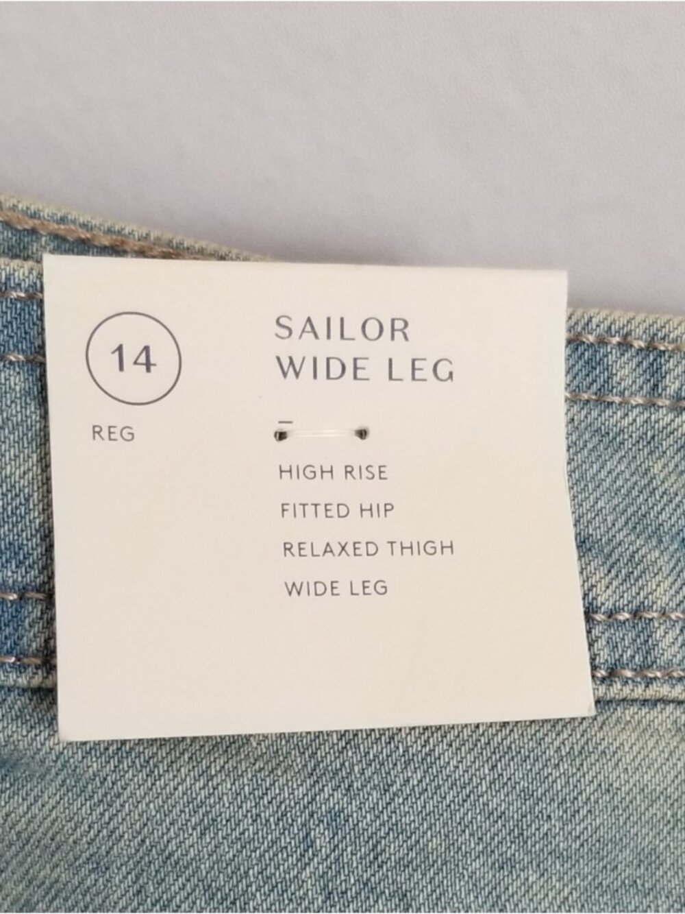 NWT Light Wash High Rise Sailor Wide Leg Jeans Size 14 - Picture 6 of 8